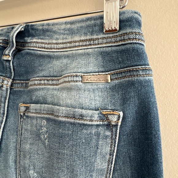 Kancan Medium Wash Flare High Rise Distressed Denim Jeans - Picture 4 of 5